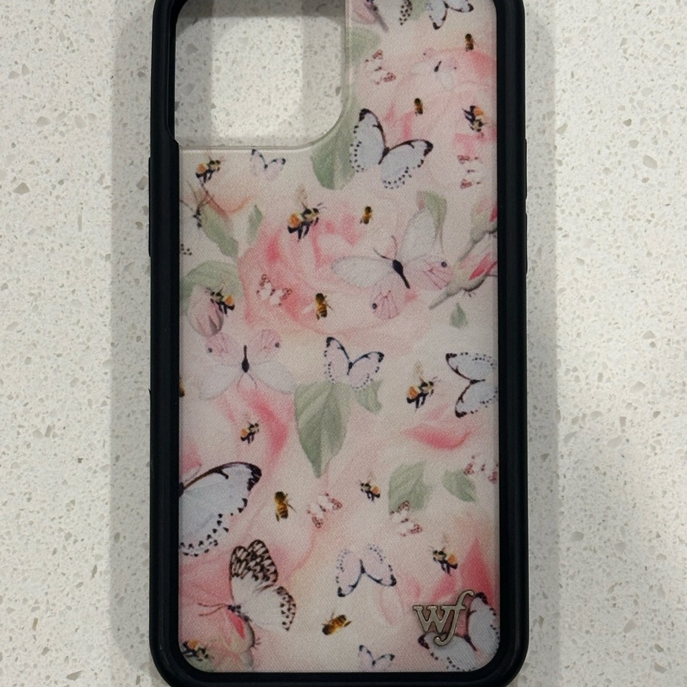 Wildflower Butterfly 12/13 iPhone Mini Phone Case - Pink and Black Like New
